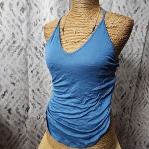 Lush Tank Top Womens XS NWT Blue Spaghetti Strap Low Racerback V Neck Athleisure